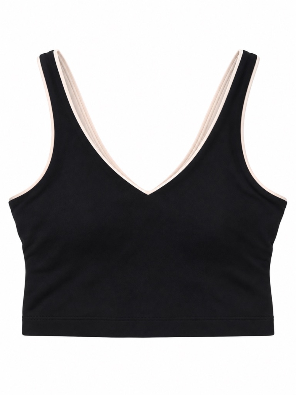NWOT - Athleta Transcend V Crop Bra Top in Black & Beige | Size XL